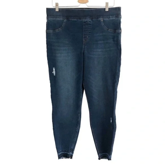 Spanx Denim Distressed Skinny Leggings 1X Blue - Picture 1 of 8